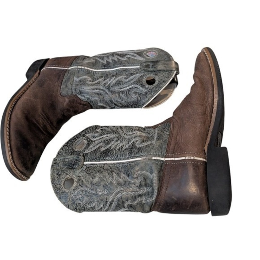 Old West Childrens Boys Square Toe Cowboy Boots Brown
